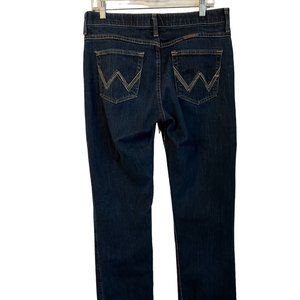 Wrangler Jeans Q-Baby No Gap Waistband 32x35 Dark Blue Wash Straight Leg Heavy